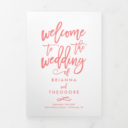 シックな手書き式結婚の写真プログラム 三つ折りプログラム (カバー)