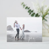 シックな手書き文字スクリプトありがとうフォトカード サンキューカード (スタンド正面)