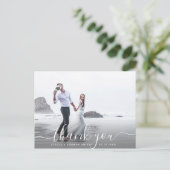 シックな手書き文字スクリプトありがとう写真 ポストカード (スタンド正面)