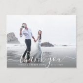 シックな手書き文字スクリプトありがとう写真 ポストカード (正面)