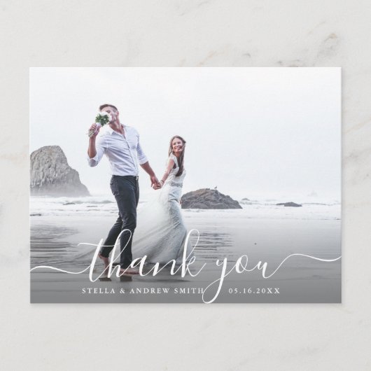 シックな手書き文字スクリプトありがとう写真 ポストカード (正面)