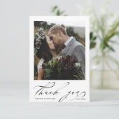 シックな手書き文字2枚結婚の写真 サンキューカード (スタンド正面)
