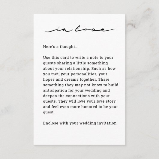 シックな手書き文字"恋の"エンクロージャカード エンクロージャーカード (正面)