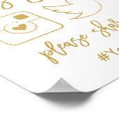 シックな手書き結婚のハッシュタグ金ゴールド記号 ポスター (角)