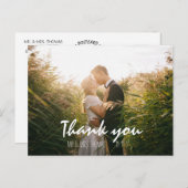 シックな手書き結婚の感謝はがき ポストカード (正面/裏面)