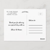シックな手書き結婚の感謝はがき ポストカード (裏面)