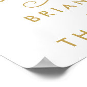 シックな手書き金ゴールド結婚のウェルカムサイン ポスター (角)