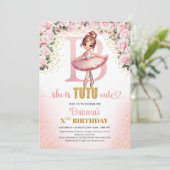 シックな手紙Bモノグラムバレリーナ女の子の誕生日 招待状 (スタンド正面)