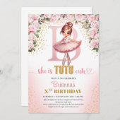 シックな手紙Bモノグラムバレリーナ女の子の誕生日 招待状 (正面/裏面)
