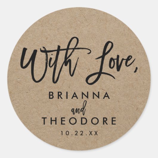 シックな手素朴文字"愛と"好意ラベル ラウンドシール (正面)