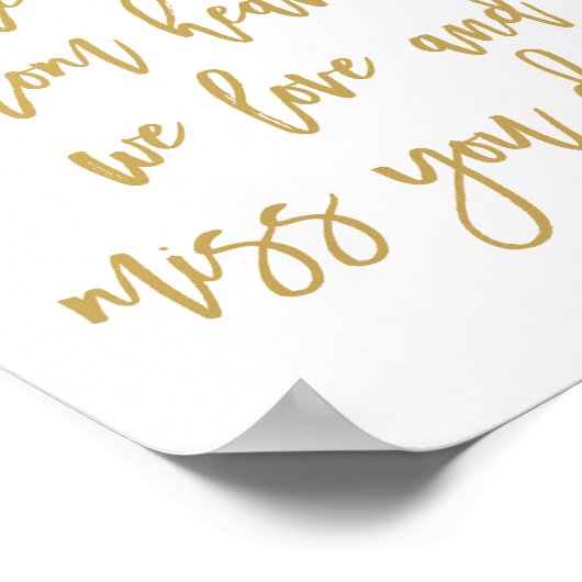 シックな手結婚レタ恋しく思ーの愛する金ゴールド ポスター (角)