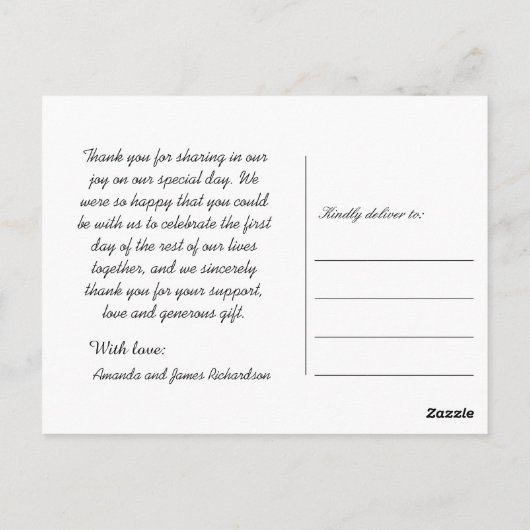 シックな手結婚文字の愛と白感謝してい色 ポストカード (裏面)