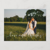 シックな手結婚文字の愛と白感謝してい色 ポストカード (正面)