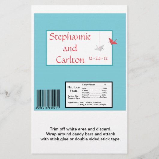 シックな折り紙の鳥結婚の大きなキャンディーラッパー チラシ (正面)