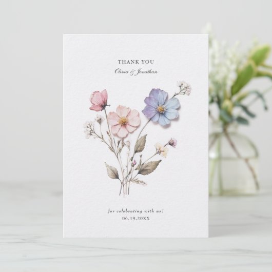 シックな押し花結婚のサンキューカード サンキューカード (スタンド正面)