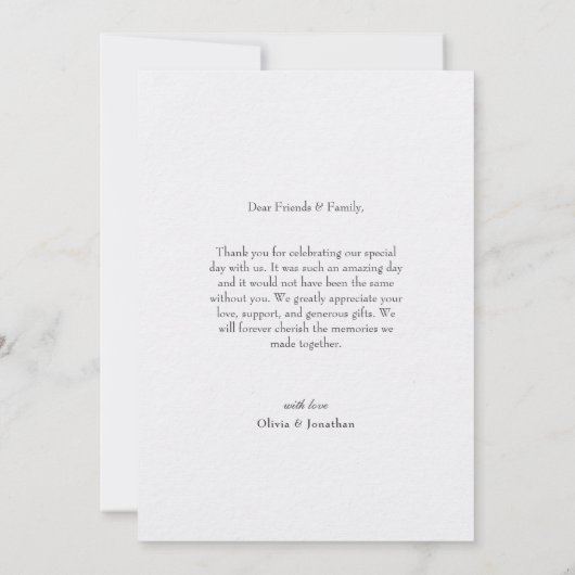 シックな押し花結婚のサンキューカード サンキューカード (裏面)