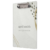 シックな抽象芸術アイボリー金ゴールドブラックグレーストーンテクスチャ クリップボード (左)