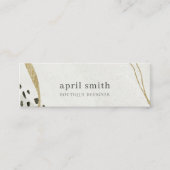 シックな抽象芸術アイボリー金ゴールドブラックグレーストーンテクスチャ スキニー名刺 (正面)