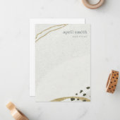 シックな抽象芸術アイボリー金ゴールドブラックグレーストーンテクスチャ ノートカード (正面/裏面インサイチュ)