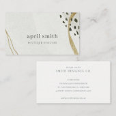 シックな抽象芸術アイボリー金ゴールドブラックグレーストーンテクスチャ 名刺 (正面/裏面)