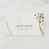 シックな抽象芸術アイボリー金ゴールドブラックグレーストーンテクスチャ 名刺 (正面)