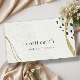 シックな抽象芸術アイボリー金ゴールドブラックグレーストーンテクスチャ 名刺
