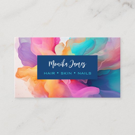 シックな抽象芸術カラフルインクウォーターカラーアート 名刺 (正面)