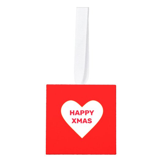 シックな抽象芸術ダイヤモンドとクリスマスハート キューブオーナメント (正面)