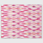 シックな抽象芸術ピンクの水色のイカットパターン ラッピングペーパー (フラット)