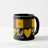 シックな抽象芸術ブラック金ゴールドフローラ マグカップ (正面右)