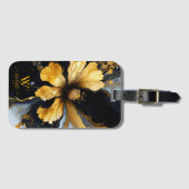 シックな抽象芸術ブラック金ゴールドフローラ ラゲッジタグ (正面横)