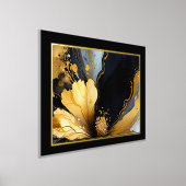 シックな抽象芸術ブラック金ゴールドフローラ 箔ポスター (レイダウン)