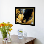 シックな抽象芸術ブラック金ゴールドフローラ 箔ポスター (レイダウン (キッチン))