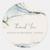 シックな抽象芸術ブルー金ゴールドビーチサンキューフォーオーダー ラウンドシール (正面)
