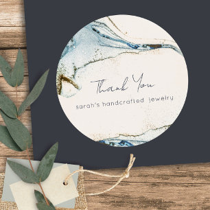 シックな抽象芸術ブルー金ゴールドビーチサンキューフォーオーダー ラウンドシール