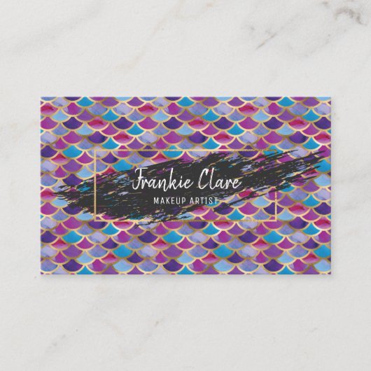 シックな抽象芸術マーメイドスケールと金ゴールド詳細 名刺 (正面)