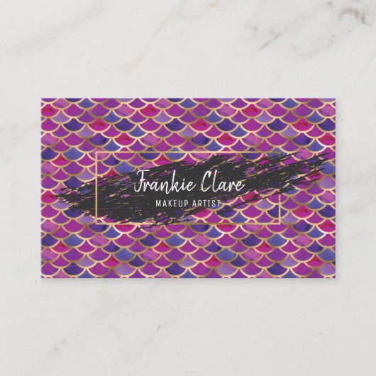 シックな抽象芸術マーメイドスケールと金ゴールド詳細 名刺 (正面)