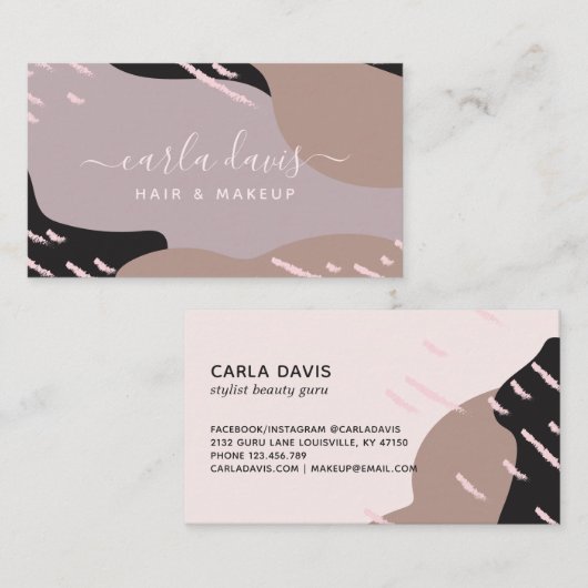 シックな抽象芸術メイクアップアーティスト 名刺 (正面/裏面)