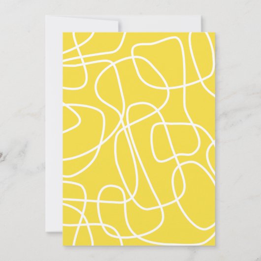シックな抽象芸術モダンラインアートイエローベビーシャワー 招待状 (裏面)