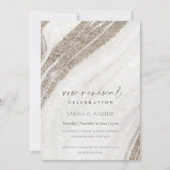 シックな抽象芸術淡い色の金ゴールド大理石瑪瑙の誓いの更新 招待状 (正面)