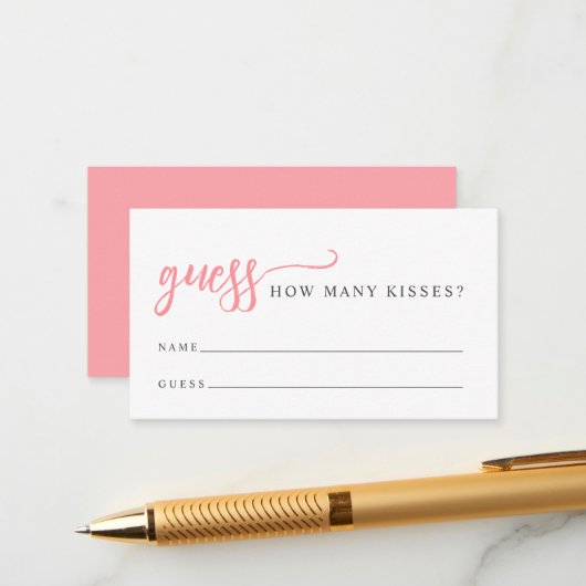 シックな数のキスブライダルシャワーゲーム エンクロージャーカード (正面/裏面インサイチュ)