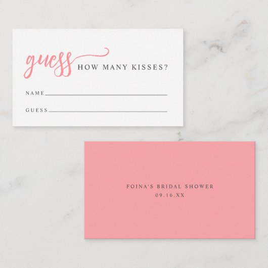 シックな数のキスブライダルシャワーゲーム エンクロージャーカード (正面/裏面)
