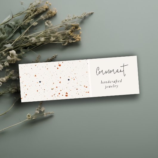 シックな斑入り錆び白いテクスチャーのイヤリングホルダー スキニー名刺