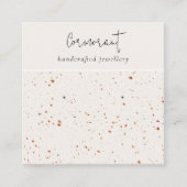 シックな斑入り錆び白いテクスチャーのイヤリングホルダー スクエア名刺 (正面)