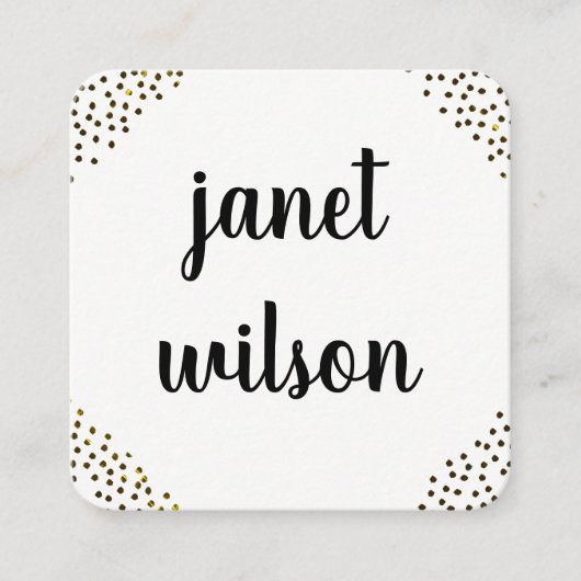 シックな斑点のある装飾 スクエア名刺 (正面)