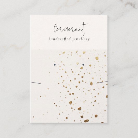 シックな斑点のある金ゴールドホワイトイヤリングネックレスディスプレイ 名刺 (正面)