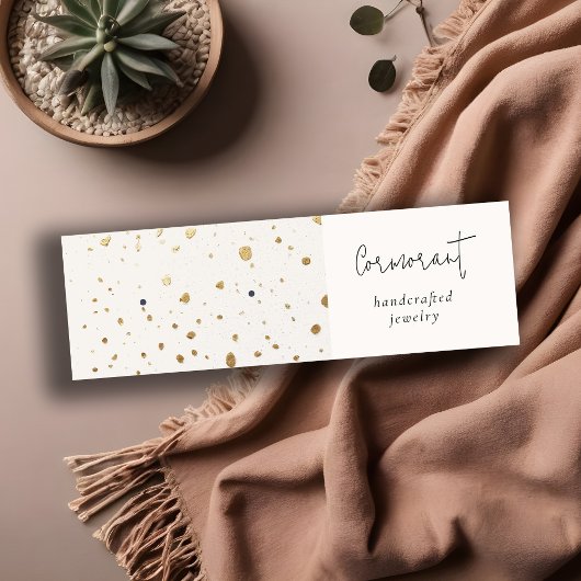 シックな斑点のある金ゴールドホワイトテクスチャイヤリングホルダー スキニー名刺