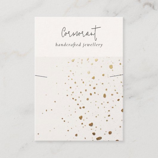 シックな斑点のある金ゴールドホワイトテクスチャネックレスディスプレイ 名刺 (正面)