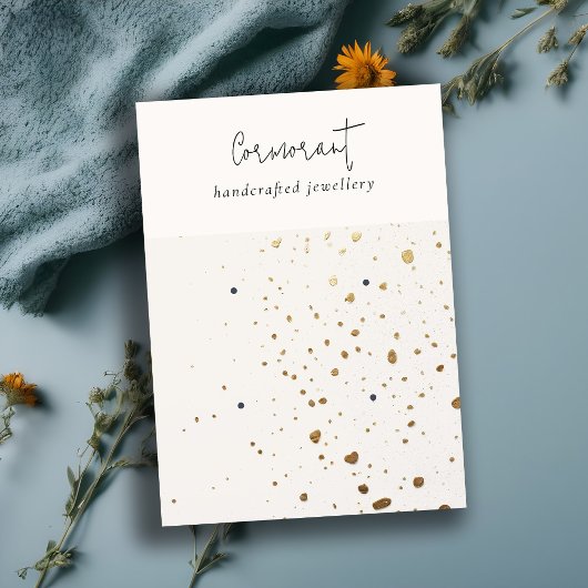 シックな斑点のある金ゴールドホワイトテクスチャ2イヤリングホルダー 名刺