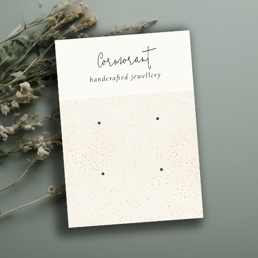 シックな斑点のある金ゴールドホワイトテクスチャ2イヤリングホルダー 名刺